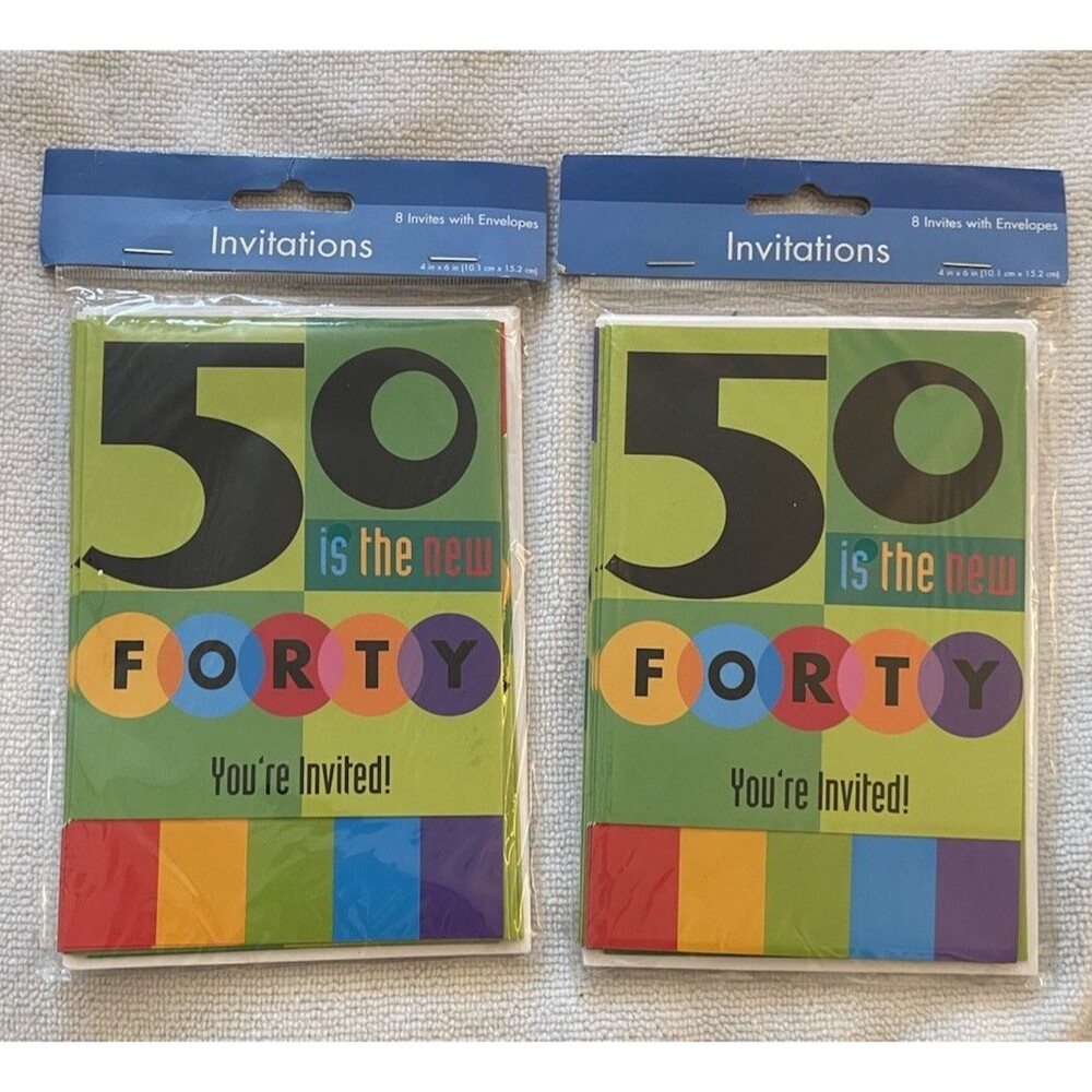 New 50th Birthday Party Package Invitations Tablecloths Napkins *See Descrip*
